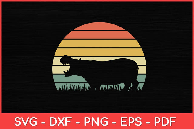 Vintage Hippopotamus Retro Sunset Hippo Svg Design SVG artprintfile 