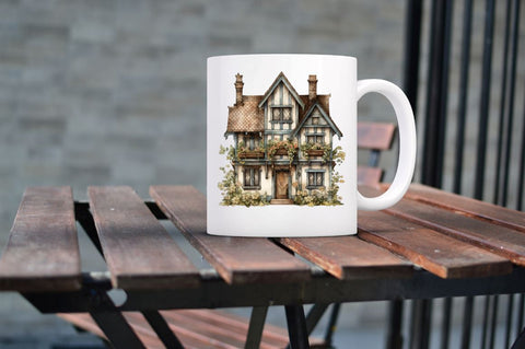 Vintage Houses Sublimation Clipart bundle Sublimation Regulrcrative 