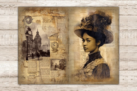 Vintage Junk Journal | Black Woman Ephemera SVG GlamArtZhanna 