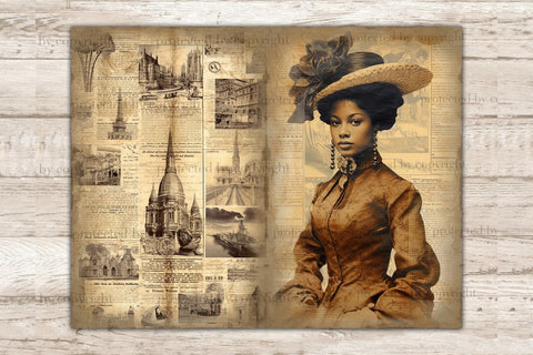 Vintage Junk Journal | Black Woman Ephemera SVG GlamArtZhanna 