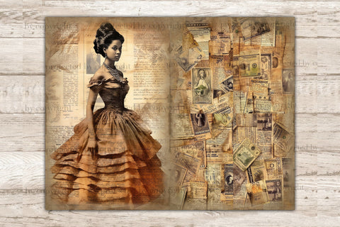 Vintage Junk Journal | Black Woman Ephemera SVG GlamArtZhanna 