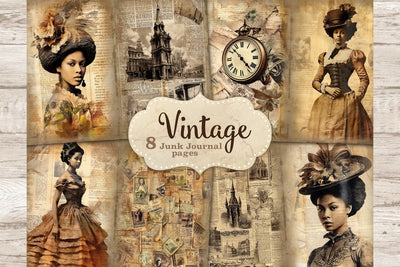 Vintage Junk Journal | Black Woman Ephemera SVG GlamArtZhanna 