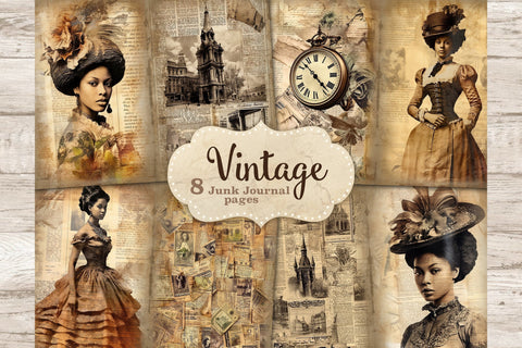 Vintage Junk Journal | Black Woman Ephemera SVG GlamArtZhanna 