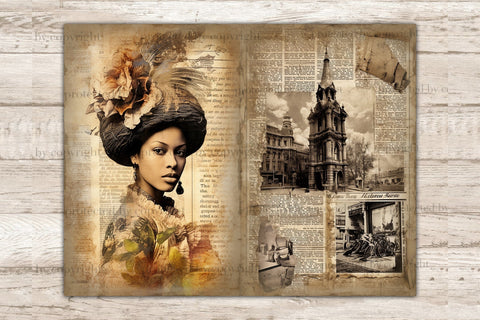 Vintage Junk Journal | Black Woman Ephemera SVG GlamArtZhanna 
