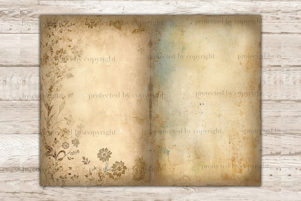 Vintage Junk Journal Pages | Floral Digital Collage Sheet - So Fontsy