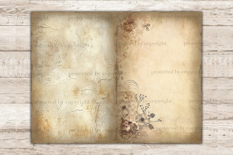 Vintage Junk Journal Pages | Floral Digital Collage Sheet - So Fontsy