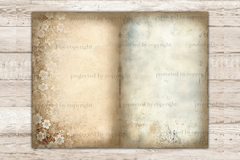 Vintage Junk Journal Pages | Floral Digital Collage Sheet - So Fontsy