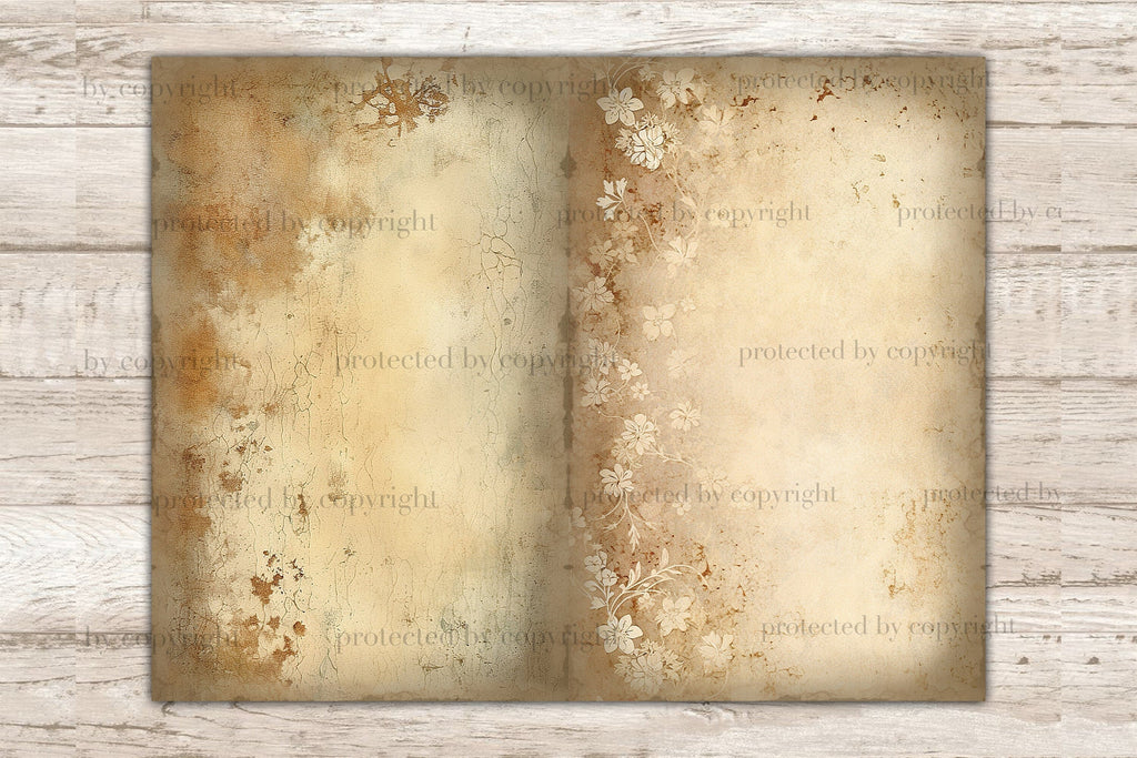 Vintage Junk Journal Pages | Floral Digital Collage Sheet - So Fontsy