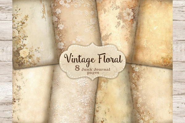 Vintage Junk Journal Pages | Floral Digital Collage Sheet - So Fontsy