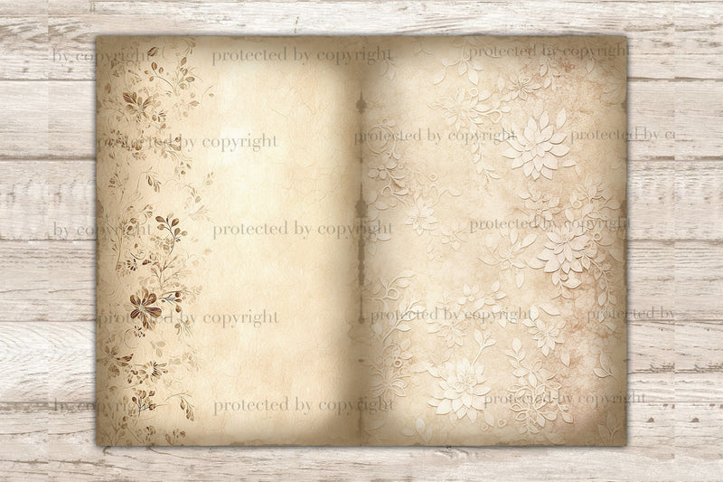 Vintage Junk Journal Pages | Floral Digital Collage Sheet - So Fontsy