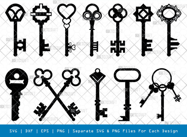 Vintage Keys SVG, Keys Silhouette, Lock Key Svg, Auto Keys Svg, Almirah Key Svg, Home Keys Svg, Antique Keys Svg, Keys Bundle SVG ETC Craft 
