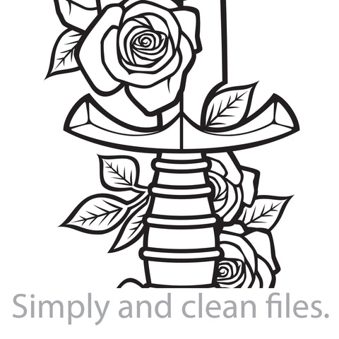 Vintage knife with roses SVG TribaliumArtSF 