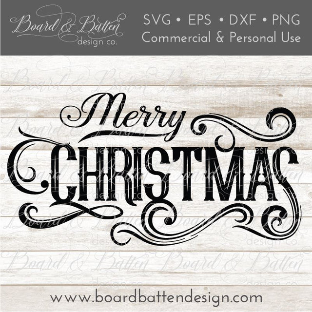 Vintage Label Merry Christmas SVG File SVG Board & Batten Design Co 