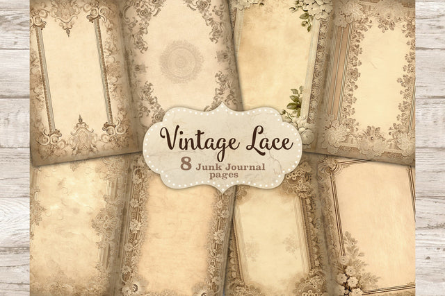 Vintage Lace Junk Journal Page | Aged Digital Paper SVG GlamArtZhanna 