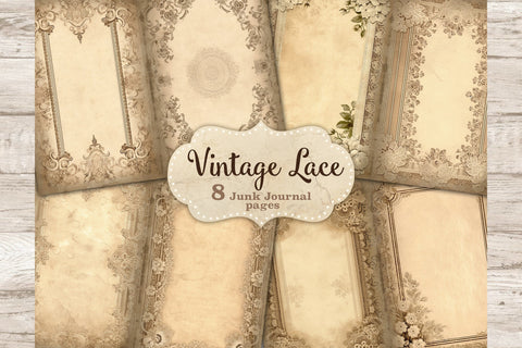 Vintage Lace Junk Journal Page | Aged Digital Paper SVG GlamArtZhanna 