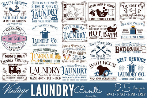 Vintage Laundry Sign SVG Bundle SVG DESIGNISTIC 