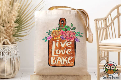 Vintage Live Love Bake Design Sublimation Owlsome.Designs 