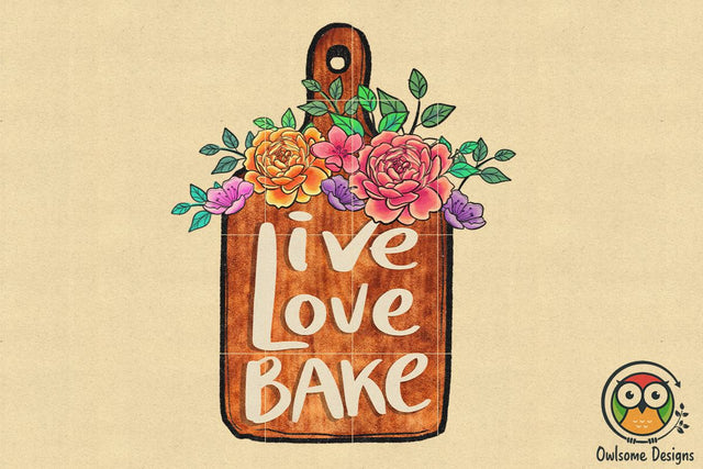 Vintage Live Love Bake Design Sublimation Owlsome.Designs 