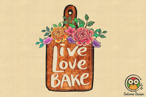 Vintage Live Love Bake Design Sublimation Owlsome.Designs 