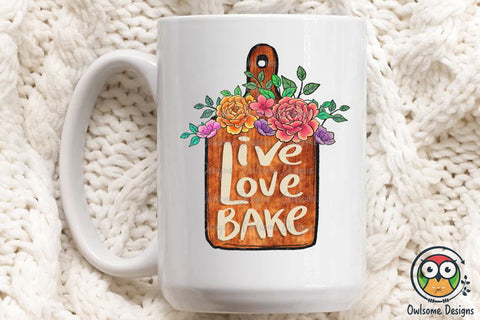 Vintage Live Love Bake Design Sublimation Owlsome.Designs 