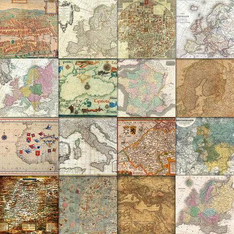 Vintage Maps of Europe Digital Paper Sublimation Old Market 