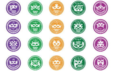 Vintage Mardi Gras celebration grunge rubber stamp icons collection SVG naemmiah021 