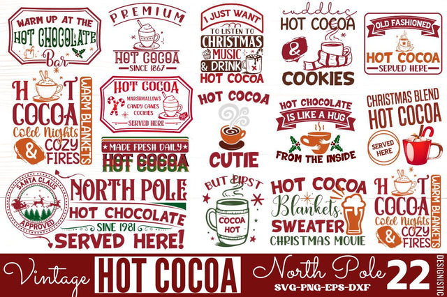Vintage North Pole Hot Cocoa SVG Bundle SVG DESIGNISTIC 