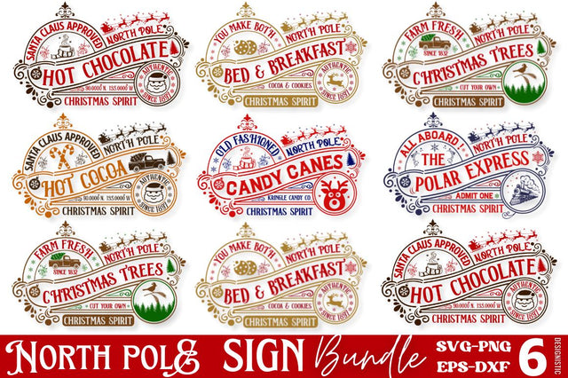 Vintage North Pole Sign SVG Bundle SVG DESIGNISTIC 