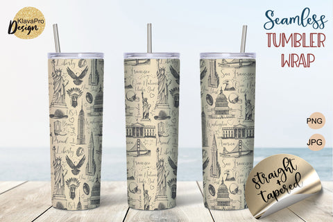 Vintage Patriotic Tumbler Sublimation, Bundle of Seamless Design 20oz Sublimation Klava P 