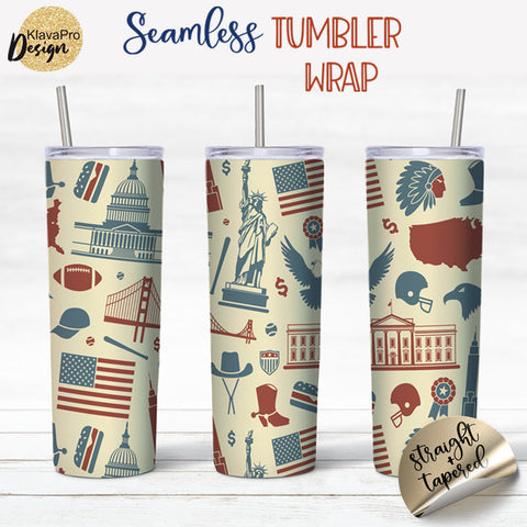 Vintage Patriotic Tumbler Sublimation, Bundle of Seamless Design 20oz Sublimation Klava P 