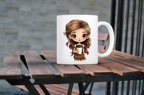 Vintage Pin Up Coffee Girl Clipart Bundle Sublimation Regulrcrative 