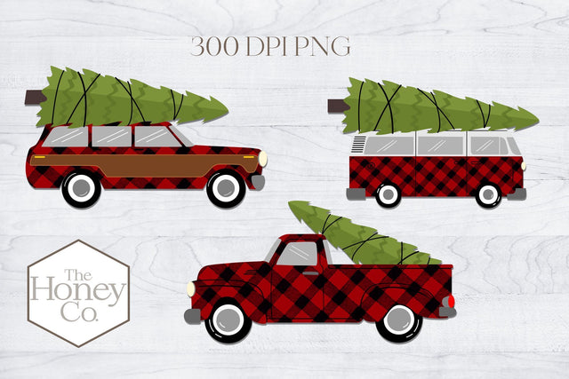 Vintage Plaid Christmas Sublimation Bundle PNG Truck Sublimation The Honey Company 