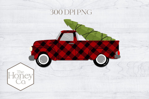 Vintage Plaid Christmas Sublimation Bundle PNG Truck Sublimation The Honey Company 