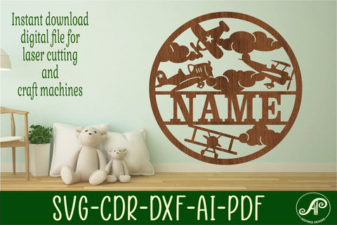 vintage plane name sign svg laser cut template SVG APInspireddesigns 