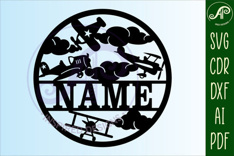 vintage plane name sign svg laser cut template SVG APInspireddesigns 