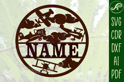 vintage plane name sign svg laser cut template SVG APInspireddesigns 