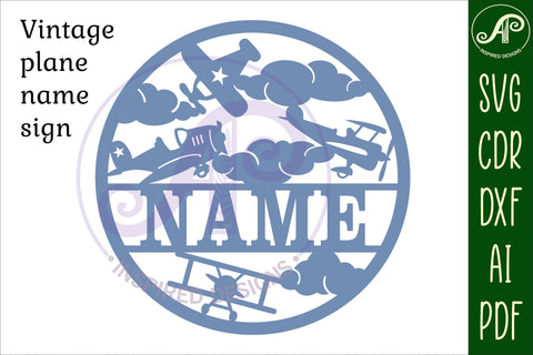 vintage plane name sign svg laser cut template SVG APInspireddesigns 