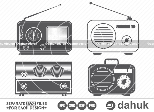 Vintage Radio Svg, Retro radio svg, Vintage Radio Icons, Vintage Radio Clipart, Cut file for silhouette, svg, eps, dxf, png, clipart cricut design space, vinyl cut files SVG dahukdesign 