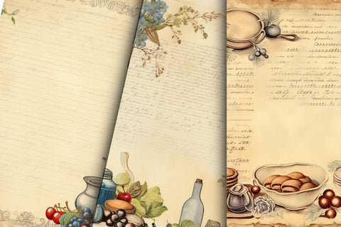 Vintage Recipe Scrapbook bundle Sublimation Regulrcrative 
