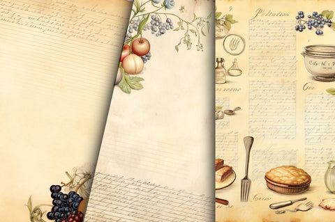 Vintage Recipe Scrapbook bundle Sublimation Regulrcrative 