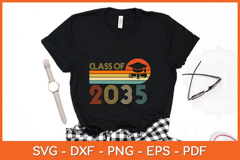 Vintage Retro Class Of 2035 Grow With Me Pre-K Graduate Svg Design SVG artprintfile 