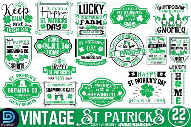 Vintage Retro St patrick's Day SVG Bundle SVG DESIGNISTIC 