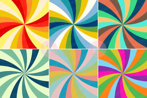 Vintage Retro Sunshine Digital Papers Background Set Digital Pattern SineDigitalDesign 