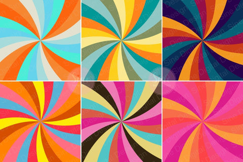 Vintage Retro Sunshine Digital Papers Background Set Digital Pattern SineDigitalDesign 