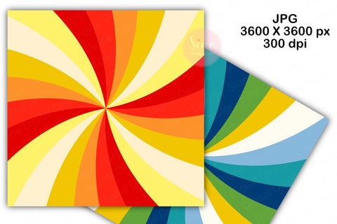 Vintage Retro Sunshine Digital Papers Background Set Digital Pattern SineDigitalDesign 