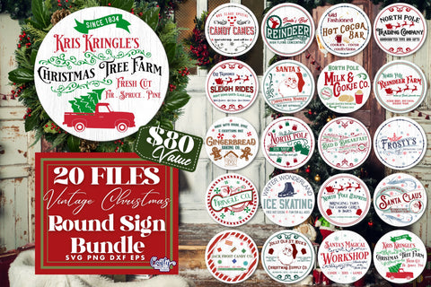 Vintage Round Sign Christmas Svg Bundle, Old Style Christmas SVG Crafty Mama Studios 