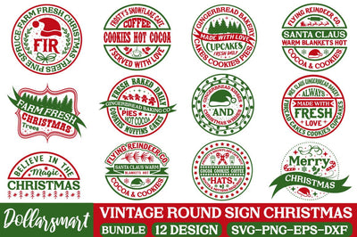 Vintage Round Sign Christmas Svg Bundle SVG Angelina750 