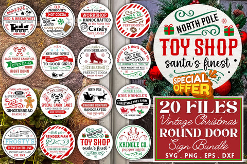 Vintage Round Sign Christmas Svg Bundle SVG Regulrcrative 