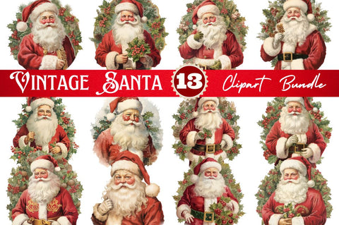 vintage santa Christmas Bundle Sublimation Regulrcrative 
