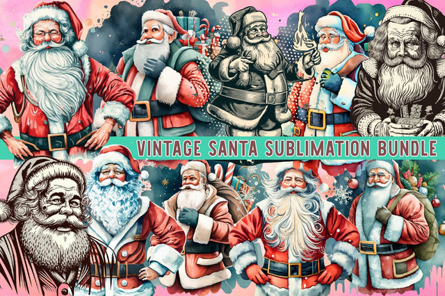 Vintage Santa Sublimation Bundle Sublimation designartist 